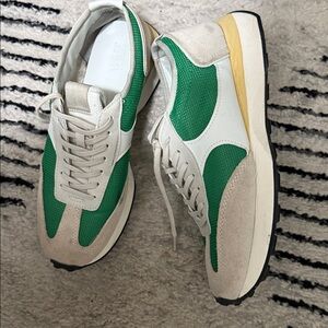 Zara Green and White Sneakers with Beige Accents